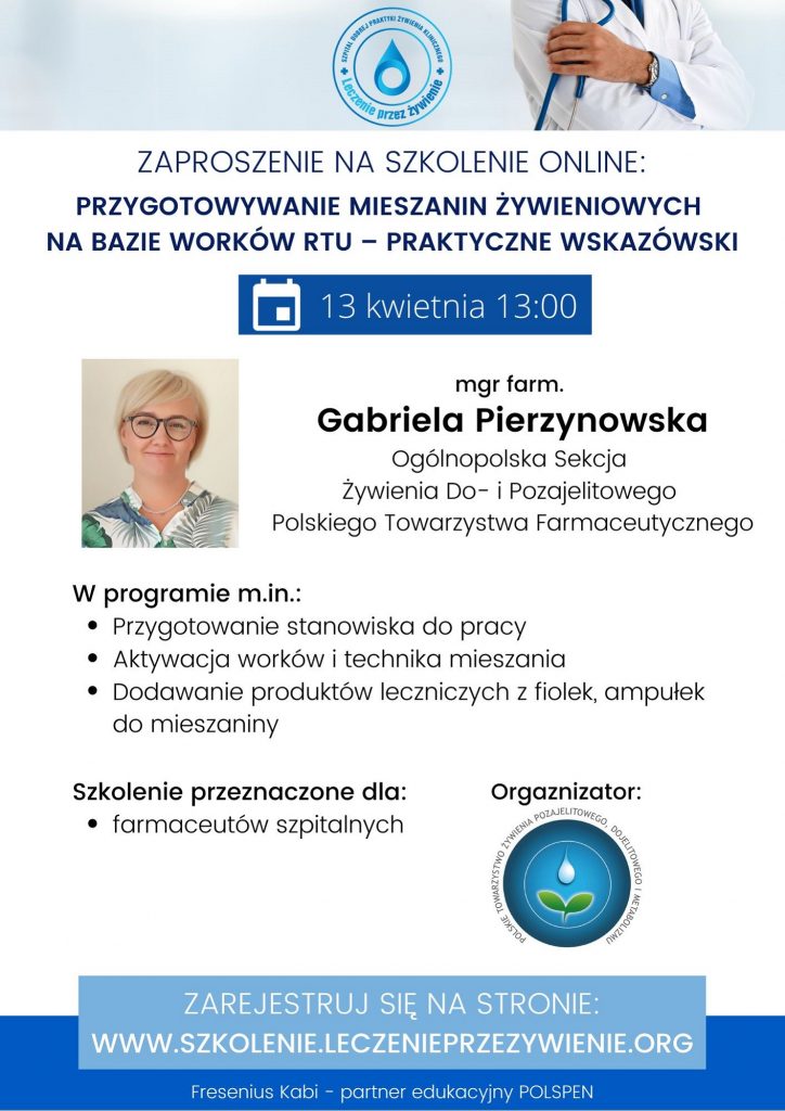 Przygotowywanie mieszanin żywieniowych 724x1024 - Zaproszenie na szkolenie on-line: Przygotowanie mieszanin żywieniowych na bazie worków RTU-praktyczne wskazówki